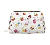 Kycvds Delicious Cupcakes Toiletry Cosmetics Bag, Portable Travel Cosmetic Makeup Bag,Pvc Leather,With Compartments, Gold, One Size