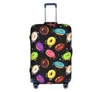 Kycvds Donut Printing Suitcase Cover, Stretchable Suitcase Cover For Travel Business, Fixing Buckle,Handle Holes, White, M