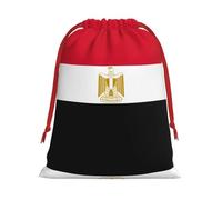 Kycvds Egyptian Flag Printing Drawstring Gift Bag With Red Ribbon Closure,11.8 X 15.8 Inch For Christmas For Adults Festival Use