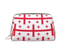 Kycvds Flag Of Georgia Toiletry Cosmetics Bag, Portable Travel Cosmetic Makeup Bag,Pvc Leather,With Compartments, Gold, One Size