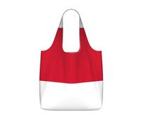 Kycvds Flag of Monaco Printed Reusable Grocery Tote Bag, Foldable Shopping Bag 25L, Lightweight for Travel Daily Use