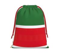 Kycvds Flag Of The Chechen Republic Printing Drawstring Gift Bag With Red Ribbon Closure,15.8x20.9 In For Christmas For Adults Festival Use