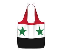 Kycvds Flag of the Syrian Arab Republic Printed Reusable Grocery Tote Bag, Foldable Shopping Bag 25L, Lightweight for Travel Daily Use