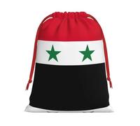 Kycvds Flag Of The Syrian Arab Republic Printing Drawstring Gift Bag With Red Ribbon Closure,15.8x20.9 In For Christmas For Adults Festival Use
