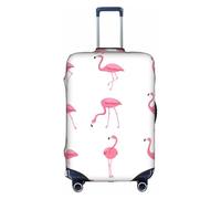 Kycvds Flamingos On White Printing Suitcase Cover, Stretchable Suitcase Cover For Travel Business, Fixing Buckle,Handle Holes, White, S