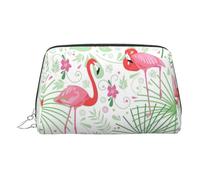 Kycvds Floral Flamingo Botany Toiletry Cosmetics Bag, Portable Travel Cosmetic Makeup Bag,Pvc Leather,With Compartments, Silver, One Size