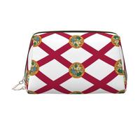 Kycvds Florida State Flag Toiletry Cosmetics Bag, Portable Travel Cosmetic Makeup Bag,Pvc Leather,With Compartments, Gold, One Size