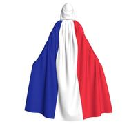 Kycvds French Flag Printing 57.8 Inches Length Hooded Cloak, Adult Halloween Wizard Robe, Large Hood,Perfect For Cosplay
