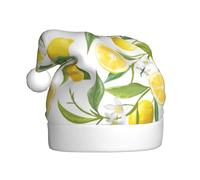 Kycvds Fresh Tropical Lemons Santa Hat Holiday For Adults Unisex Velvet Comfort Extra Thicken Hat For New Year