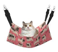 Kycvds Funny Cartoon Pug Puppy Dog Cat Hammock Bed for Cage Adjustable Hanging,Sleeping Resting Pad for Small Pet