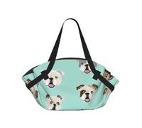 Kycvds Funny English Bulldog Printed Foldable Outdoor Blanket With Internal Pockets, Round 94cm Mat for Beach Lawn Outing
