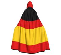 Kycvds German Flag Printing 57.8 Inches Length Hooded Cloak, Adult Halloween Wizard Robe, Large Hood,Perfect For Cosplay, Black, One Size