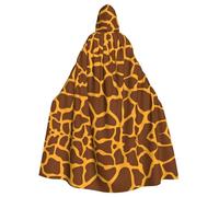 Kycvds Giraffe Print Printing 57.8 Inches Length Hooded Cloak, Adult Halloween Wizard Robe, Large Hood,Perfect For Cosplay, Black, One Size