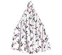 Kycvds Girly Pink Perfume Bottle And Poodle Renaissance Fair Robe,Adult Hooded Cloak Long Cape For Larp Medieval Cosplay Costume