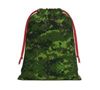 Kycvds Green Army Digital Camouflage Printing Drawstring Gift Bag With Red Ribbon Closure,11.8 X 15.8 Inch For Christmas For Adults Festival Use