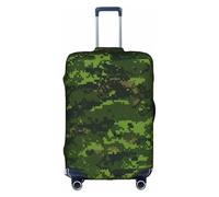 Kycvds Green Army Digital Camouflage Printing Suitcase Cover, Stretchable Suitcase Cover For Travel Business, Fixing Buckle,Handle Holes, White, Medium