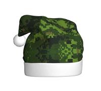 Kycvds Green Army Digital Camouflage Santa Hat Holiday For Adults Unisex Velvet Comfort Extra Thicken Hat For New Year