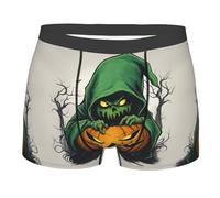 Kycvds Green Ghost Horror Halloween Men'S Comfortable Cotton Boxer Underwear Cotton With Soft Sweat Breathable Underwear, Black, Medium Short