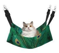 Kycvds Green Peacock Feather Cat Hammock Bed for Cage Adjustable Hanging,Sleeping Resting Pad for Small Pet