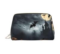 Kycvds Halloween Flying Bats 4 Toiletry Cosmetics Bag, Portable Travel Cosmetic Makeup Bag,Pvc Leather,With Compartments, Gold, One Size