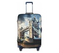 Kycvds Historic Old Tower Bridge London Printing Suitcase Cover, Stretchable Suitcase Cover For Travel Business, Fixing Buckle,Handle Holes, White, X-Large