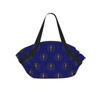 Kycvds Indiana State Flag Printed Foldable Outdoor Blanket with Internal Pockets, Round 94cm Mat for Beach Lawn Outing