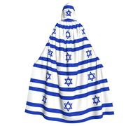 Kycvds Israeli Flag Printing 57.8 Inches Length Hooded Cloak, Adult Halloween Wizard Robe, Large Hood,Perfect For Cosplay, Black, One Size