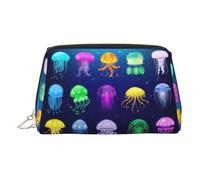 Kycvds Jellyfish Ocean Toiletry Cosmetics Bag, Portable Travel Cosmetic Makeup Bag,Pvc Leather,With Compartments, Gold, One Size
