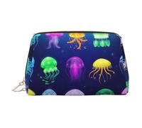 Kycvds Jellyfish Ocean Toiletry Cosmetics Bag, Portable Travel Cosmetic Makeup Bag,Pvc Leather,With Compartments, Gold, One Size