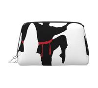 Kycvds Karate Men Toiletry Cosmetics Bag, Portable Travel Cosmetic Makeup Bag,Pvc Leather,With Compartments, Silver, One Size