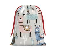 Kycvds Llama Cactus Printing Drawstring Gift Bag With Red Ribbon Closure,11.8 X 15.8 Inch For Christmas For Adults Festival Use
