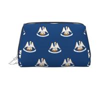 Kycvds Louisiana State Flag Toiletry Cosmetics Bag, Portable Travel Cosmetic Makeup Bag,Pvc Leather,With Compartments, Silver, One Size