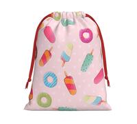 Kycvds Many Colored Ice Cream Printing Drawstring Gift Bag With Red Ribbon Closure,15.8x20.9 In For Christmas For Adults Festival Use