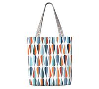 Kycvds Mid Century Modern Retro With Drop Shapes Canvas Reusable Grocery Shopping Blank Tote Bag With Handles For Crafts, Tote Bags For Women