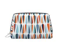 Kycvds Mid Century Modern Retro With Drop Shapes Toiletry Cosmetics Bag, Portable Travel Cosmetic Makeup Bag,Pvc Leather,With Compartments, Silver, One Size