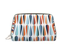 Kycvds Mid Century Modern Retro With Drop Shapes Toiletry Cosmetics Bag, Portable Travel Cosmetic Makeup Bag,Pvc Leather,With Compartments, Gold, One Size