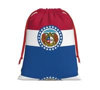 Kycvds Missouri State Flag Printing Drawstring Gift Bag With Red Ribbon Closure,11.8 X 15.8 Inch For Christmas For Adults Festival Use