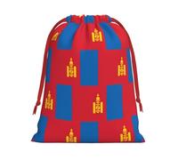 Kycvds Mongolian Flag Printing Drawstring Gift Bag With Red Ribbon Closure,11.8 X 15.8 Inch For Christmas For Adults Festival Use