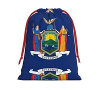 Kycvds New York State Flag Printing Drawstring Gift Bag With Red Ribbon Closure,11.8 X 15.8 Inch For Christmas For Adults Festival Use