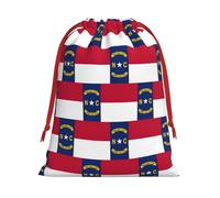 Kycvds North Carolina State Flag Printing Drawstring Gift Bag With Red Ribbon Closure,15.8x20.9 In For Christmas For Adults Festival Use