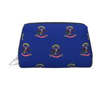 Kycvds North Dakota State Flag Toiletry Cosmetics Bag, Portable Travel Cosmetic Makeup Bag,Pvc Leather,With Compartments, Silver, One Size