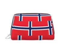 Kycvds Norwegian Flag Toiletry Cosmetics Bag, Portable Travel Cosmetic Makeup Bag,Pvc Leather,With Compartments, Silver, One Size