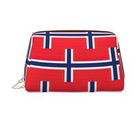 Kycvds Norwegian Flag Toiletry Cosmetics Bag, Portable Travel Cosmetic Makeup Bag,Pvc Leather,With Compartments, Gold, One Size