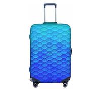 Kycvds Ocean Sea Blue Mermaid Fish Scale Printing Suitcase Cover, Stretchable Suitcase Cover For Travel Business, Fixing Buckle,Handle Holes, White, S