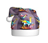 Kycvds Origami Multicolor Papercraft Cranes 1 Santa Hat Holiday For Adults Unisex Velvet Comfort Extra Thicken Hat For New Year
