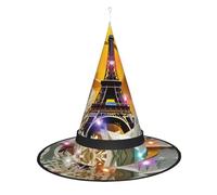 Kycvds Paris Eiffel Tower Halloween Witch Hats Are Decorated With Lights, Which Decorate Large Halloween Party Supplies.