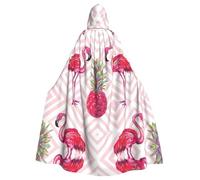 Kycvds Pink Flamingo Pineapple Renaissance Fair Robe,Adult Hooded Cloak Long Cape For Larp Medieval Cosplay Costume