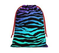 Kycvds Purple Blue Green Camouflage Zebra Stripes Printing Drawstring Gift Bag With Red Ribbon Closure,11.8 X 15.8 Inch For Christmas For Adults Festival Use