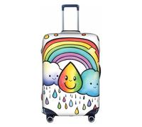 Kycvds Rainbow Clouds Raindrop 1 Printing Suitcase Cover, Stretchable Suitcase Cover For Travel Business, Fixing Buckle,Handle Holes, White, Large