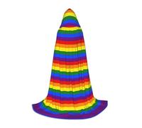 Kycvds Rainbow Pattern Hooded Cape For Teenagers Stage Performance Theater Costume Gothic Fantasy Medieval Long Cape